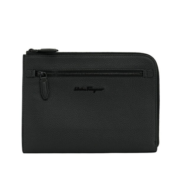 24 s550 01 Ferragamo Clutch Bag Leather Black