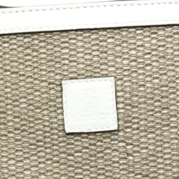 2403160002006 0 12 Gucci Handbag Straw Leather Bamboo Shopper Beige White