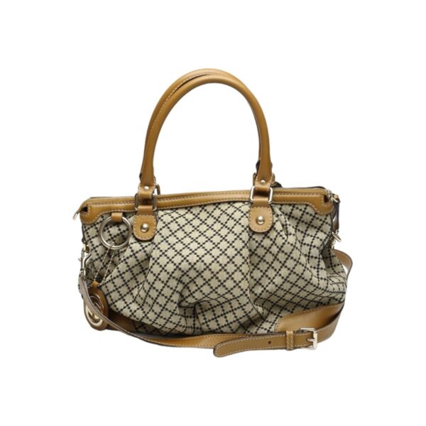 2403160002042 2 Gucci 2WAY Shoulder Bag Diamante Canvas Beige Brown