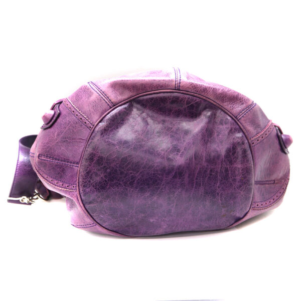 2490 5 Balenciaga Giant Pom Pom 2WAY Bag Leather Purple