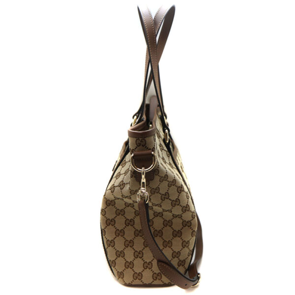 2556 3 Gucci 2WAY Bag Canvas Leather Beige