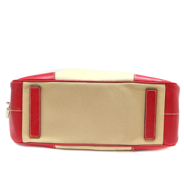 2625 5 Prada Handbag Canvas Leather Beige Red