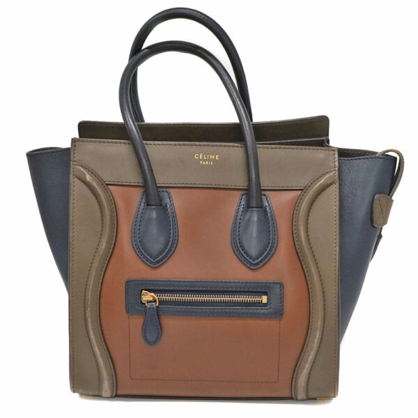 2907 1 Celine Luggage Micro Shopper Leather Handbag