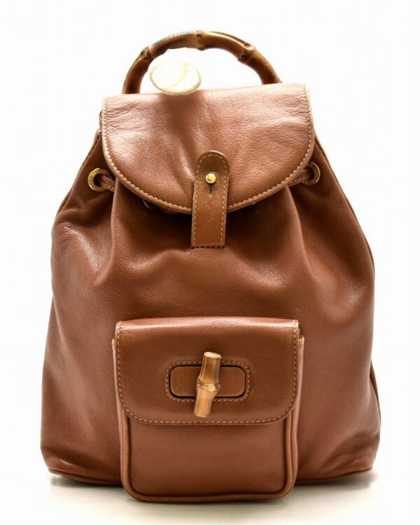 31720510 Gucci Bamboo Leather Rucksack Backpack Brown