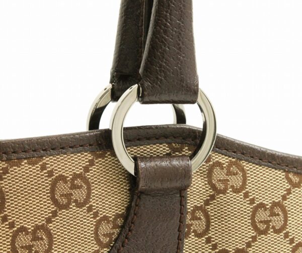 31720528 6 Gucci GG Leather Shoulder Tote Bag Khaki