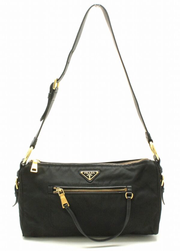 31720531 Prada Shoulder Bag Nylon Leather Nero Black