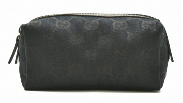 31720841 Gucci GG Leather Cosmetic Pouch Black