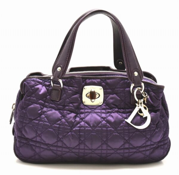 31721318 Christian Dior Lady Dior Cannage Charm Handbag Nylon Leather Purple