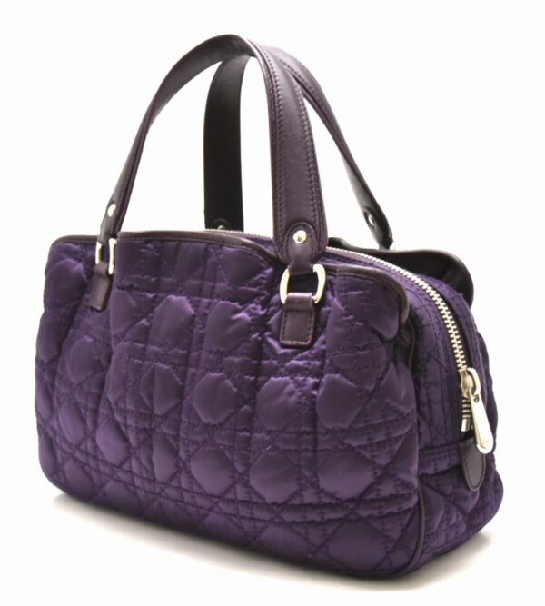 31721318 1 Christian Dior Lady Dior Cannage Charm Handbag Nylon Leather Purple