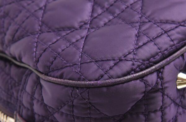 31721318 2 Christian Dior Lady Dior Cannage Charm Handbag Nylon Leather Purple