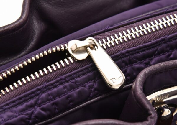 31721318 5 Christian Dior Lady Dior Cannage Charm Handbag Nylon Leather Purple