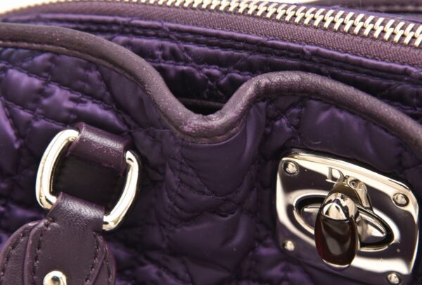 31721318 7 Christian Dior Lady Dior Cannage Charm Handbag Nylon Leather Purple