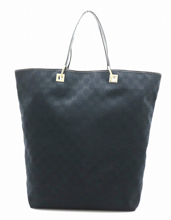 31721811 Gucci GG Leather Tote Handbag Black