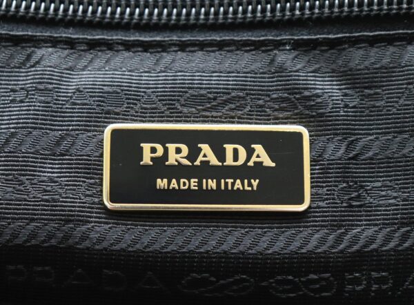 31722002 8 Prada Handbag Rose Motif Nylon Black