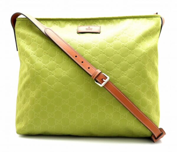 31722010 Gucci Nylon Guccisima Satin Crossbody Shoulder Bag Green