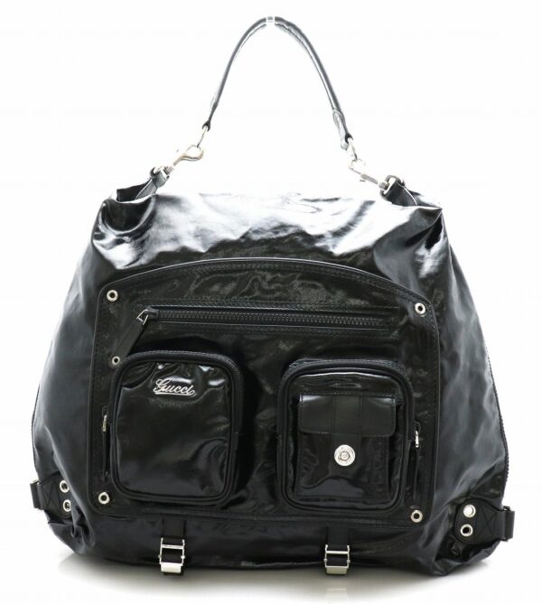 31730059 Gucci 2way Patent Leather Shoulder Backpack Black