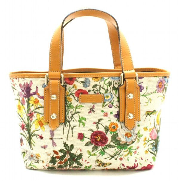 31730090 Gucci GG Mini Tote Floral Pattern Ivory