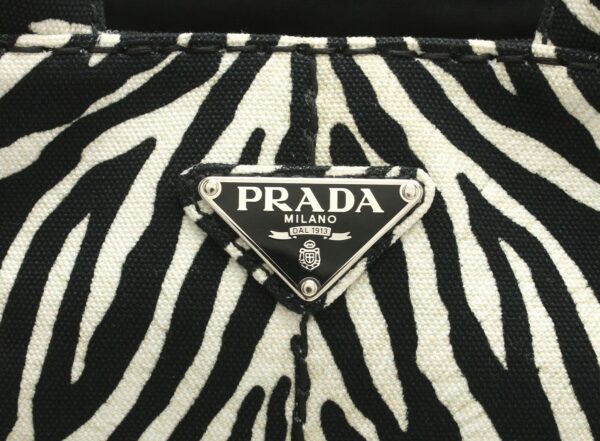 31730115 8 Prada Canapa 2way Tote Bag Zebra White Black