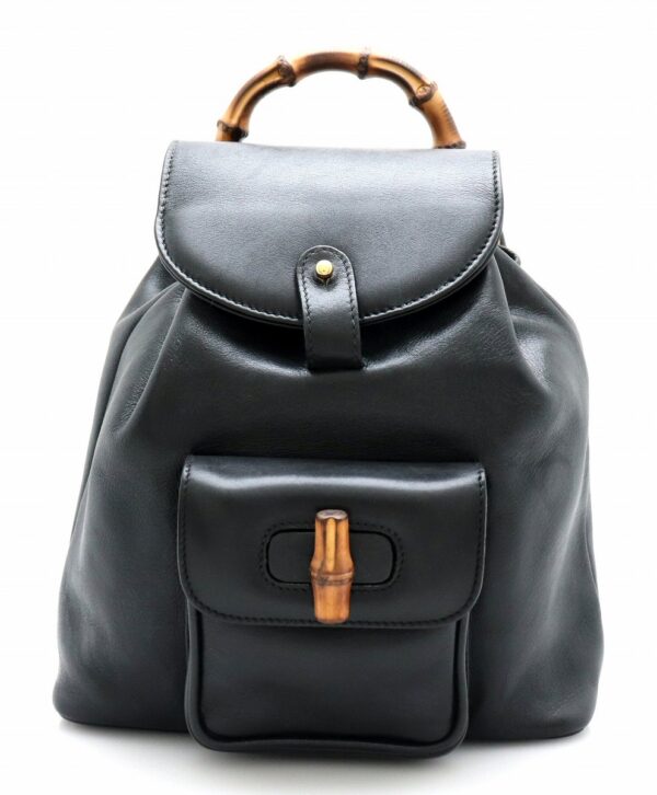 31730205 Gucci Bamboo Leather Rucksack Black