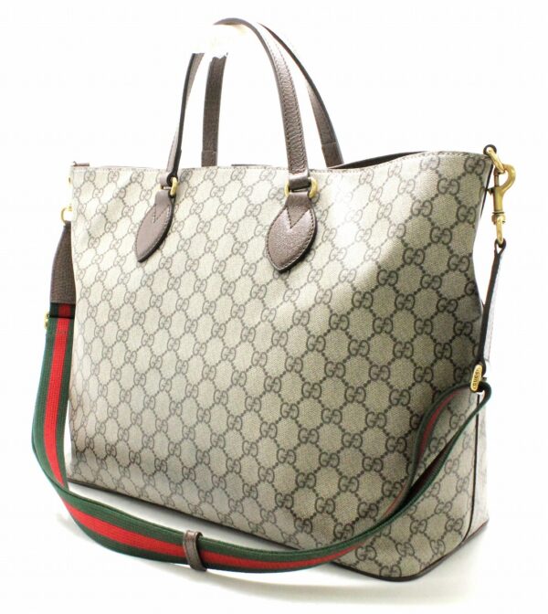 31730210 1 Gucci Soft GG Supreme 2WAY Leather Courier Tote Bag Khaki