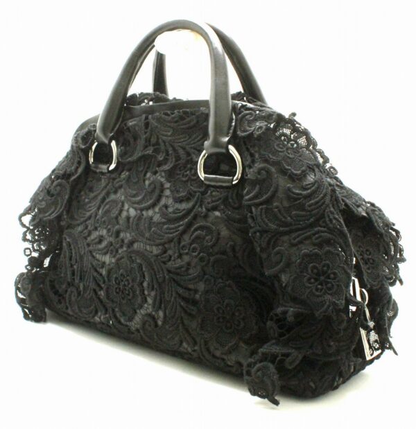 31730212 1 Prada Lace Bag Leather Cotton Black