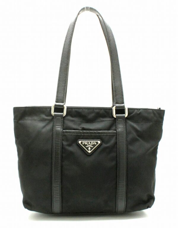 31730216 Prada Shoulder Tote Bag Nylon Leather Black