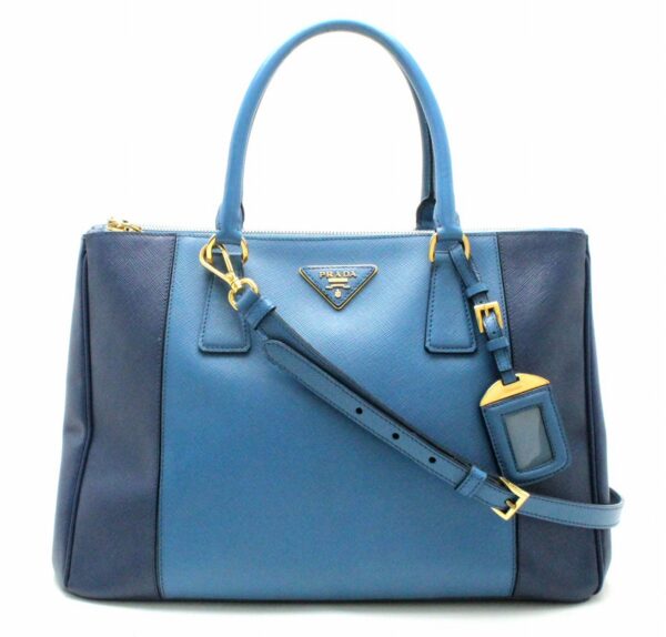 31730387 Prada 2way Shoulder Bag Leather Blue Navy