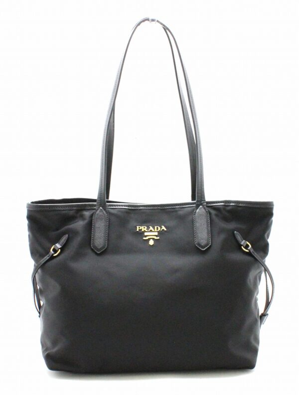 31730814 Prada Shoulder Tote Bag Nylon Leather Black