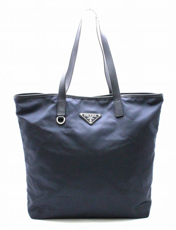 31731030 Prada Shoulder Tote Bag Nylon Leather Blue Blue