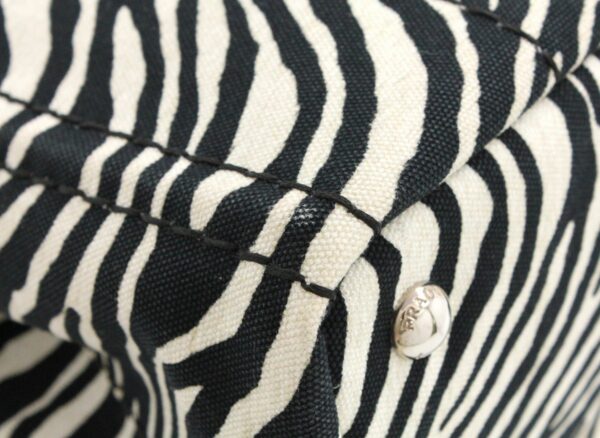 31731719 2 Prada Mini Canapa 2way Tote Bag Zebra Black White