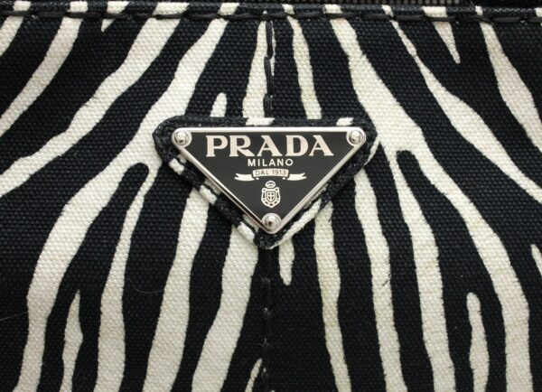 31731719 8 Prada Mini Canapa 2way Tote Bag Zebra Black White