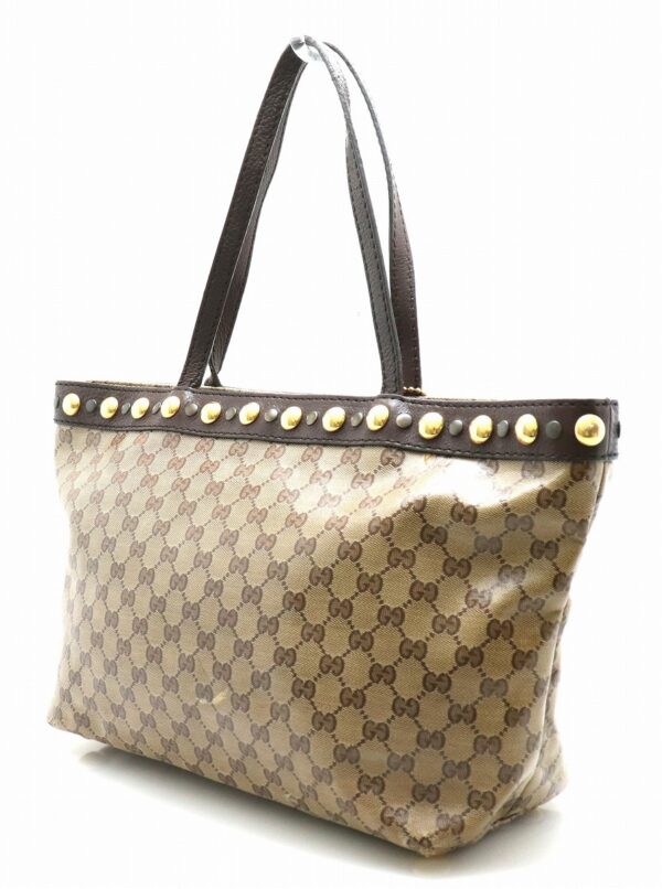 31731792 1 Gucci GG Crystal Studded Heart Charm Tote Bag Brown