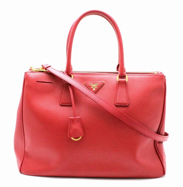 31731930 Prada Saffiano Galleria 2way Shoulder Bag Leather Red