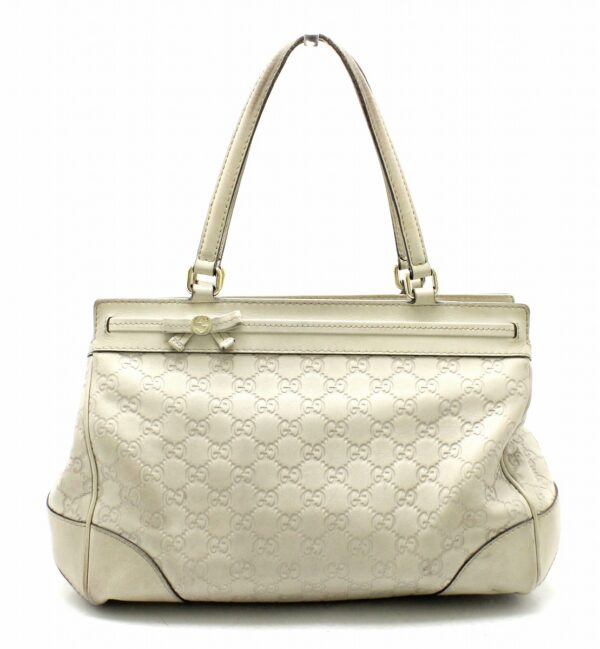 31731953 Gucci Guccisima Mayfair Ribbon Leather Shoulder Bag Ivory White