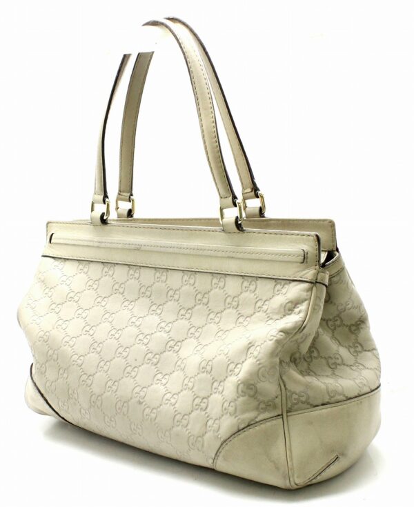 31731953 1 Gucci Guccisima Mayfair Ribbon Leather Shoulder Bag Ivory White