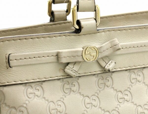 31731953 6 Gucci Guccisima Mayfair Ribbon Leather Shoulder Bag Ivory White