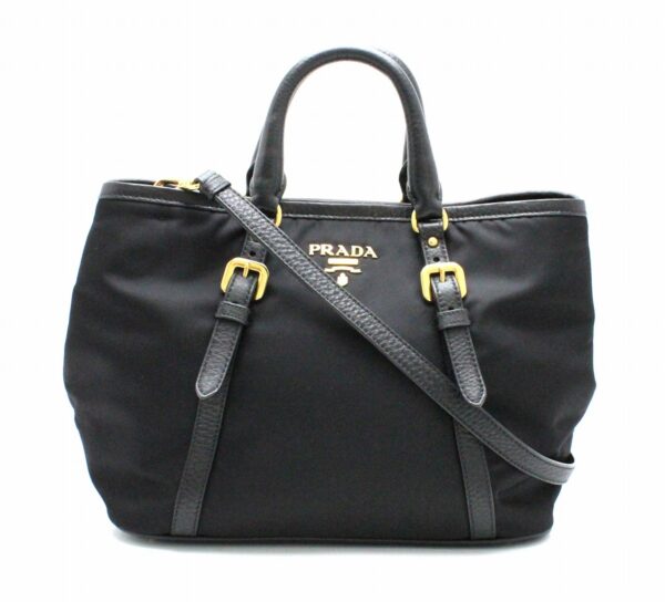 31732128 Prada 2way Shoulder Bag Nylon Leather Black