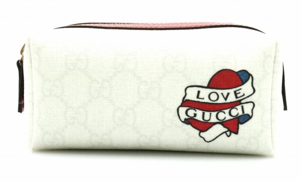 31732376 Gucci GG Plus Heart Tattoo Cosmetic Pouch White