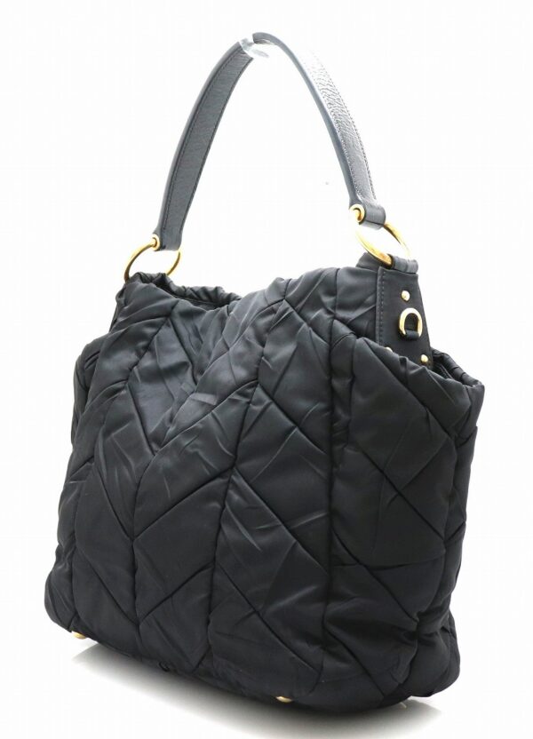 31732422 1 Prada Tessuto Quilted Shoulder Bag Nylon Leather Black