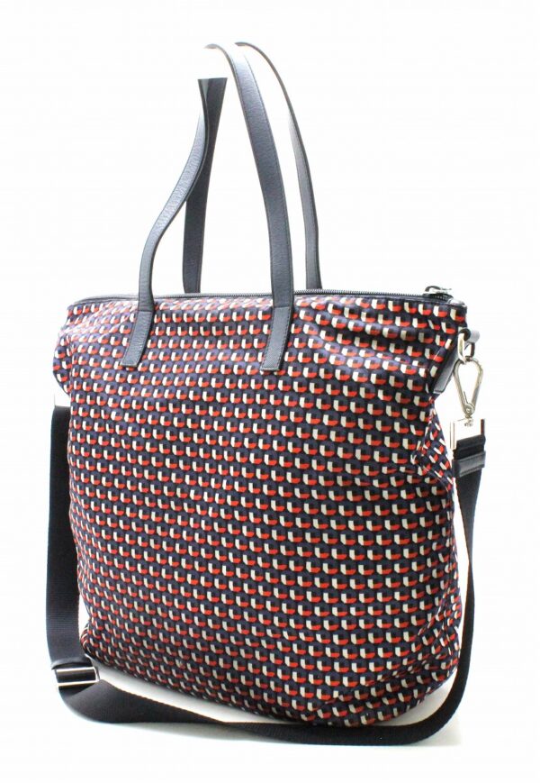 31740860 1 Prada All over Pattern 2way Tote Bag Nylon Leather Blue Red Silver