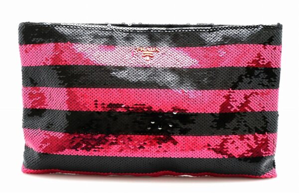 31750723 Prada Sequin Satin Clutch Bag Fuchsia Pink Black