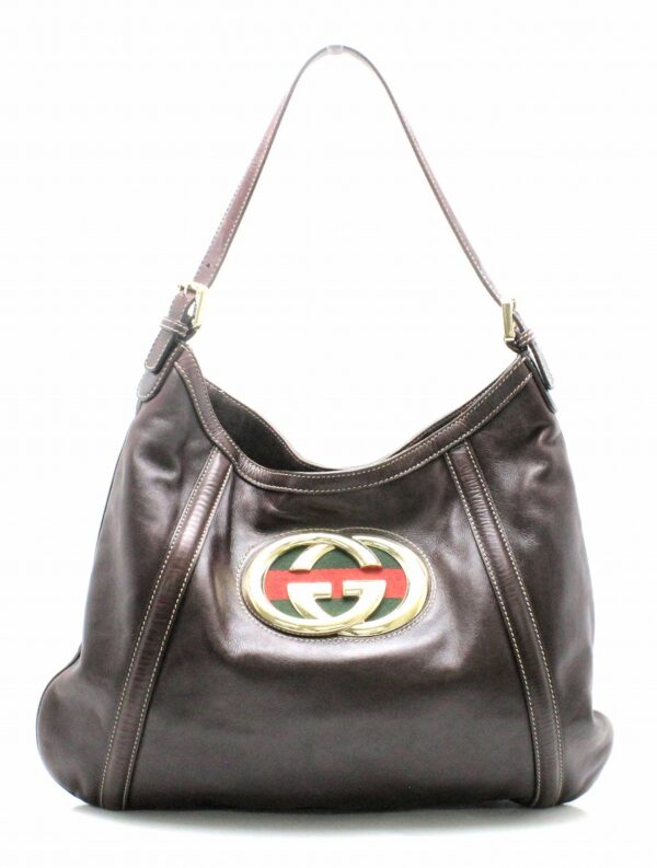 31750765 Gucci Interlocking G Leather Shoulder Bag Brown