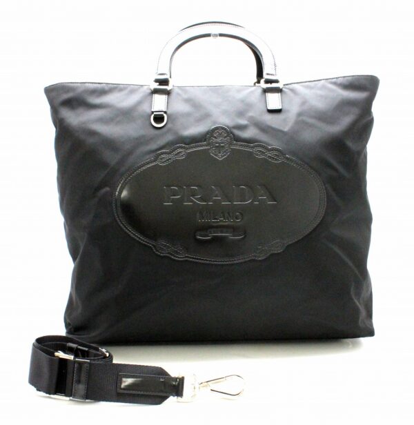 31750766 Prada Tessuto Tote Bag Nylon Leather Black