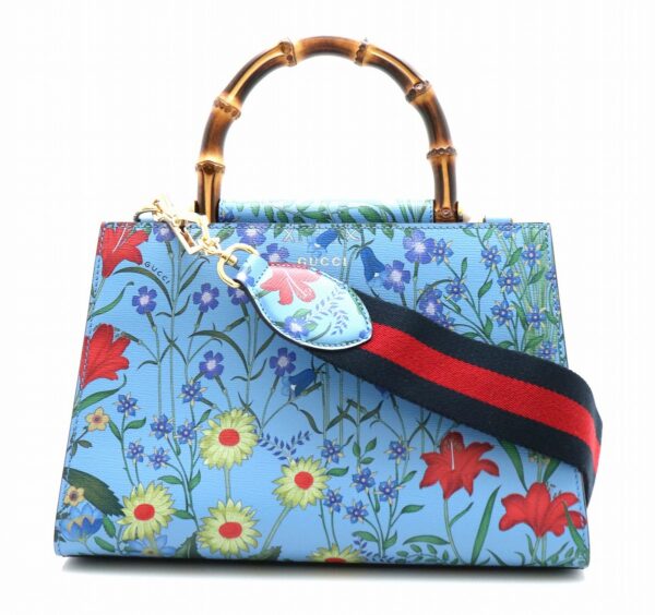 31750987 Gucci Nimfair Flora Print Bamboo 2WAY Handbag Multicolor