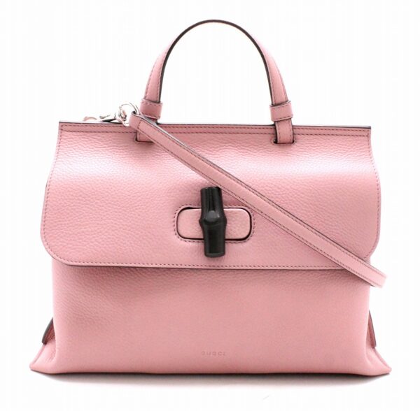 31751490 Gucci Bamboo Daily Leather 2WAY Handbag Smoky Pink