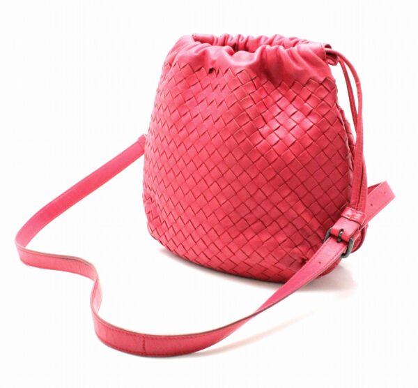 31751519 1 Bottega Veneta Intrecciato Drawstring Shoulder Bag Red