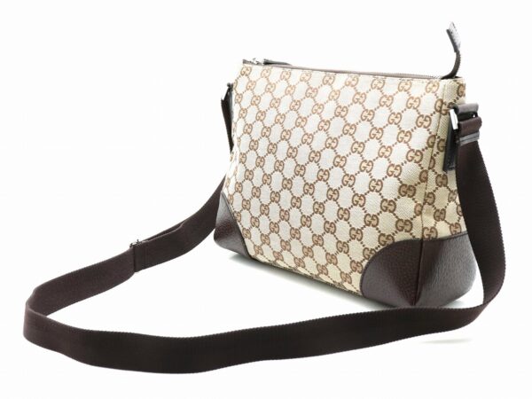 31751747 1 Gucci GG Diagonal Shoulder Leather Bag Khaki