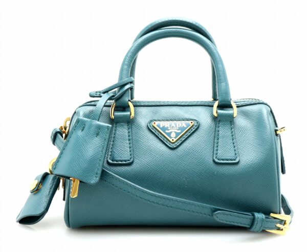 31760252 Prada Saffiano Mini 2WAY Bag Blue Green