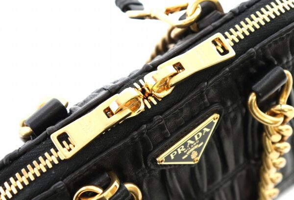 31760253 5 Prada Nappa Gaufre Chain Shoulder Bag Black