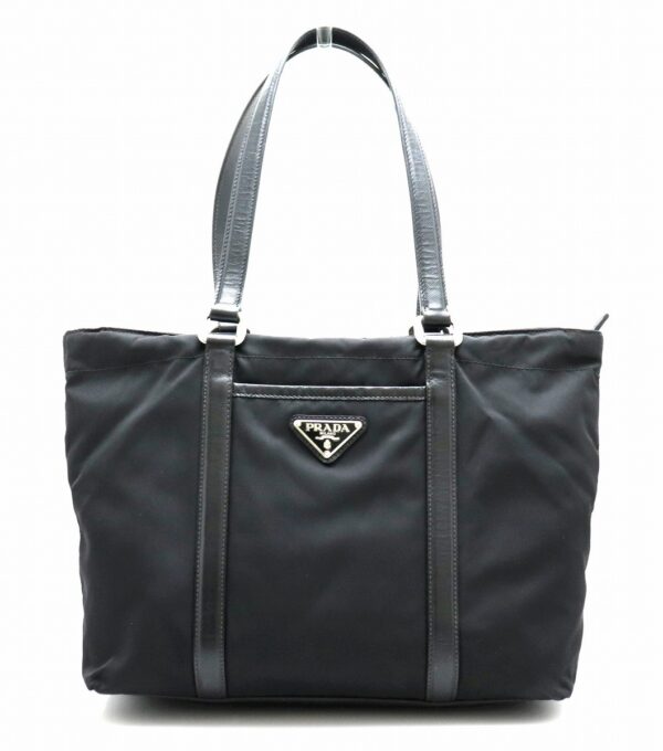 31760254 Prada Nylon Mini Tote Bag Black Silver